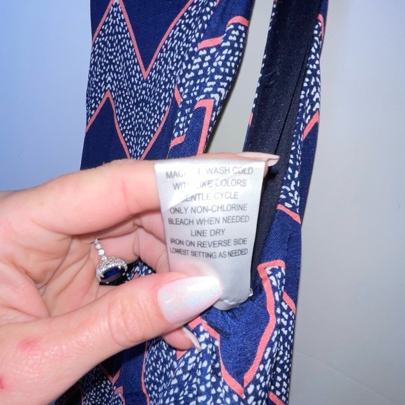 THREE PINK HEARTS BY TRIXXI Navy Blue & Coral Sleeveless Maxi Dress M - Picture 8 of 9